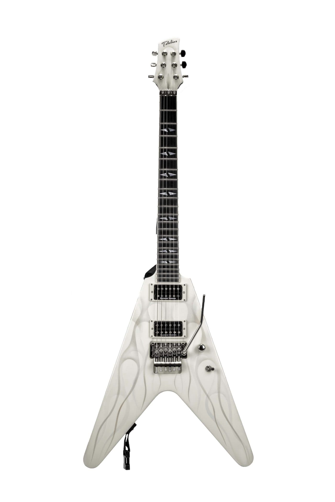 Tatalias Custom V, White flames graphic · Floyd Rose